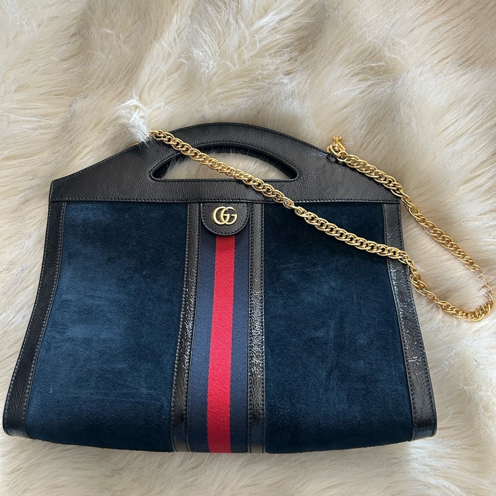 Gucci Black and Red Tote with Gold Chain - Picture 2 of 8